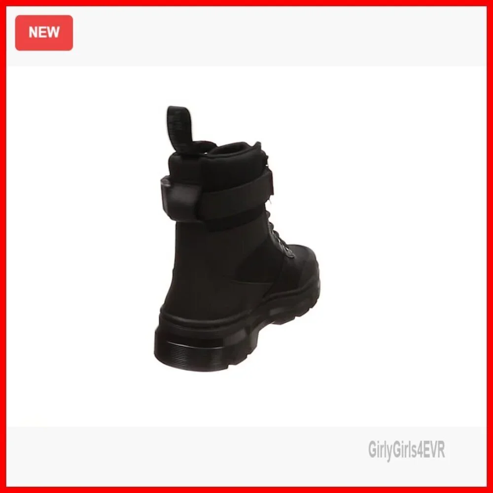 Unisex Lace-Up Combat Boots, Leather and Synthetic, Ankle Height